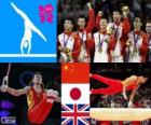 Jimnastik erkekler takım tüm podyum, Çin, Japonya ve Amerika Birleşik Devletleri - Londra 2012-